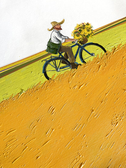 Cycling through a wheat field