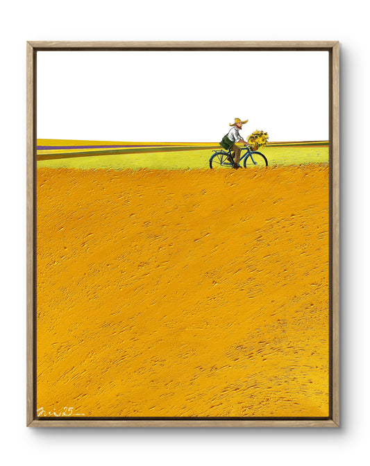 Cycling through a wheat field
