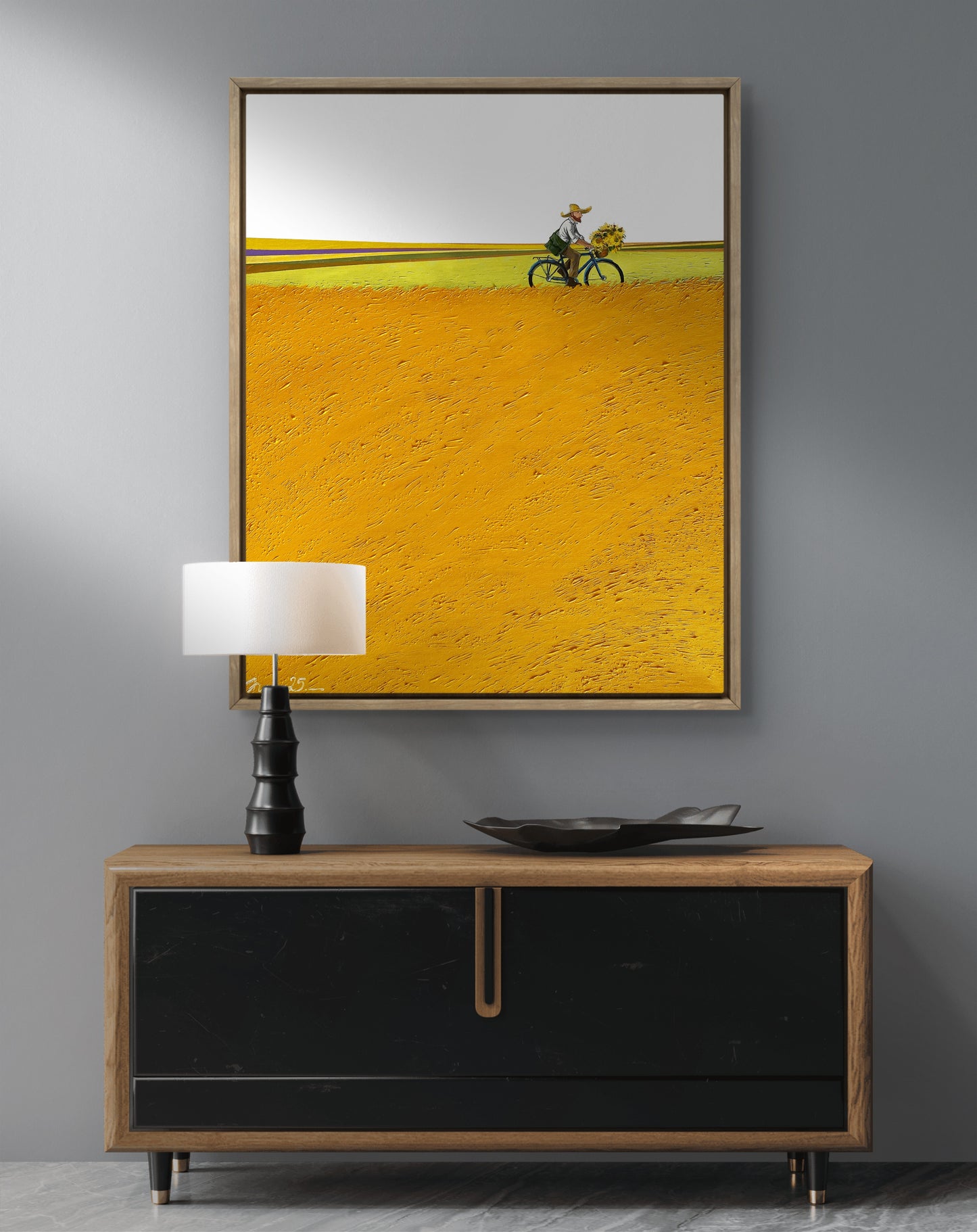 Cycling through a wheat field