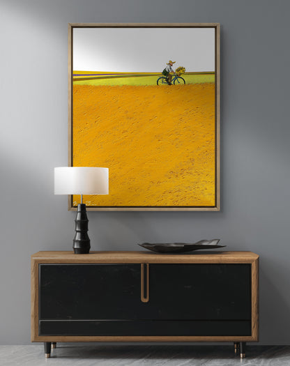 Cycling through a wheat field