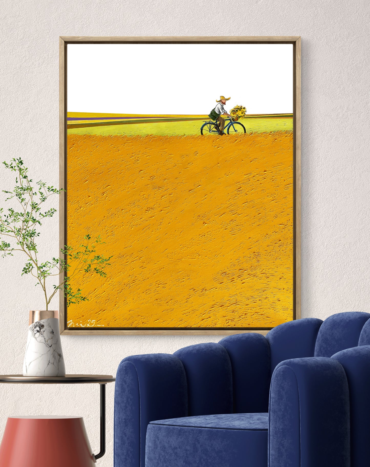 Cycling through a wheat field