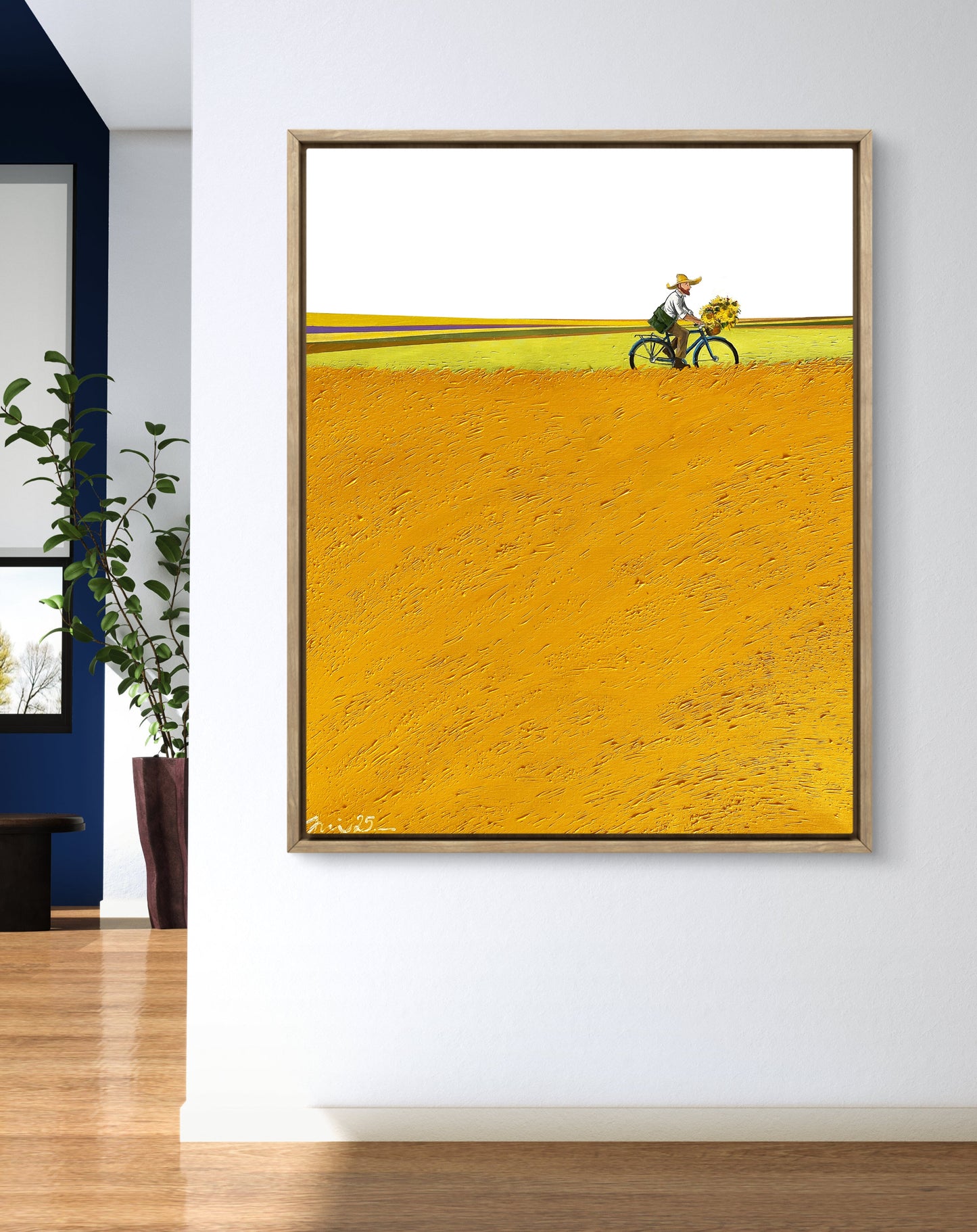 Cycling through a wheat field